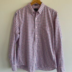 J. Crew Men's Checkered Slim Fit Summer Shirt Pink/Blue Size Medium